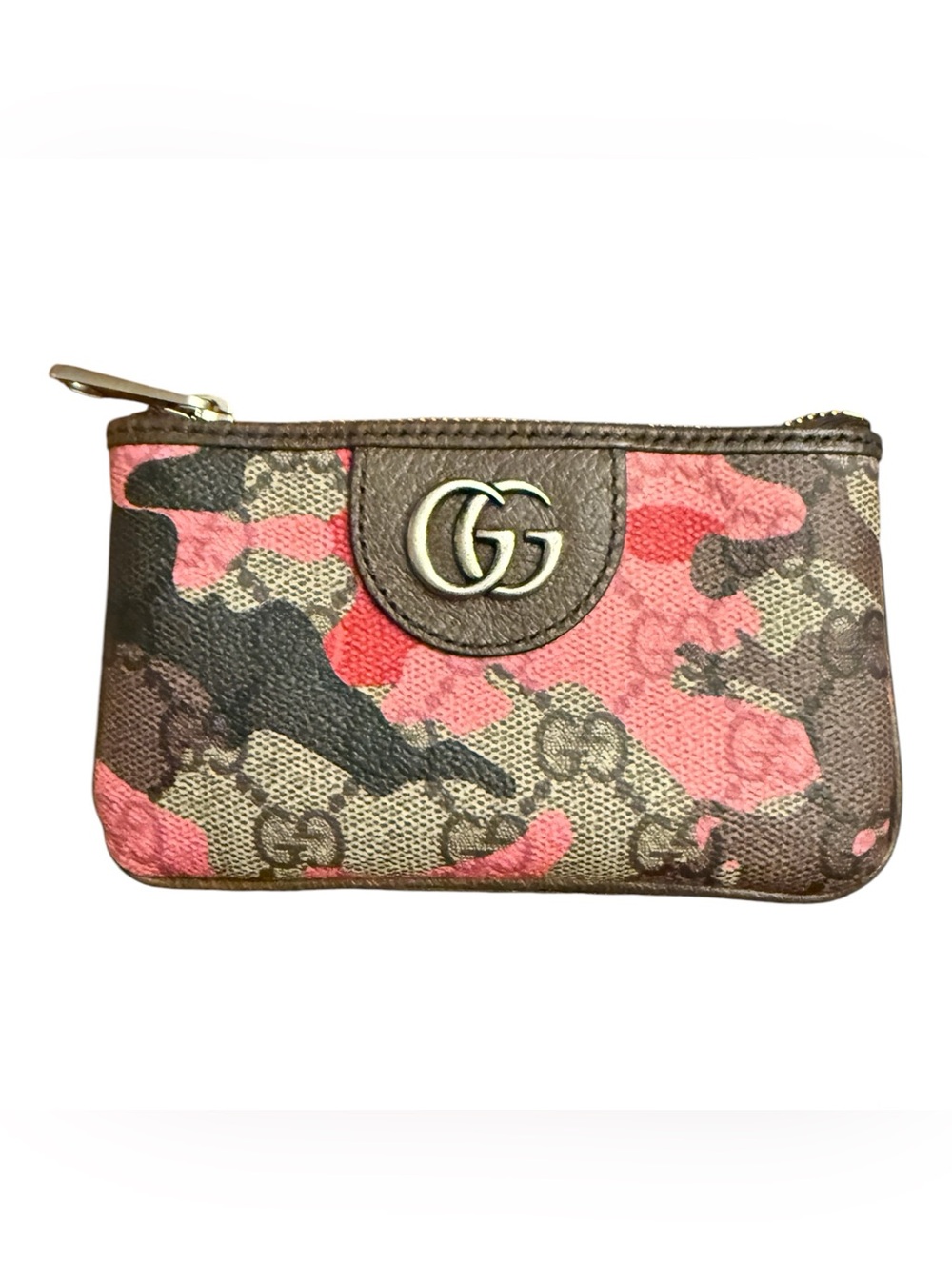 Gucci Brown & Pink Camouflage GG Canvas Card Case